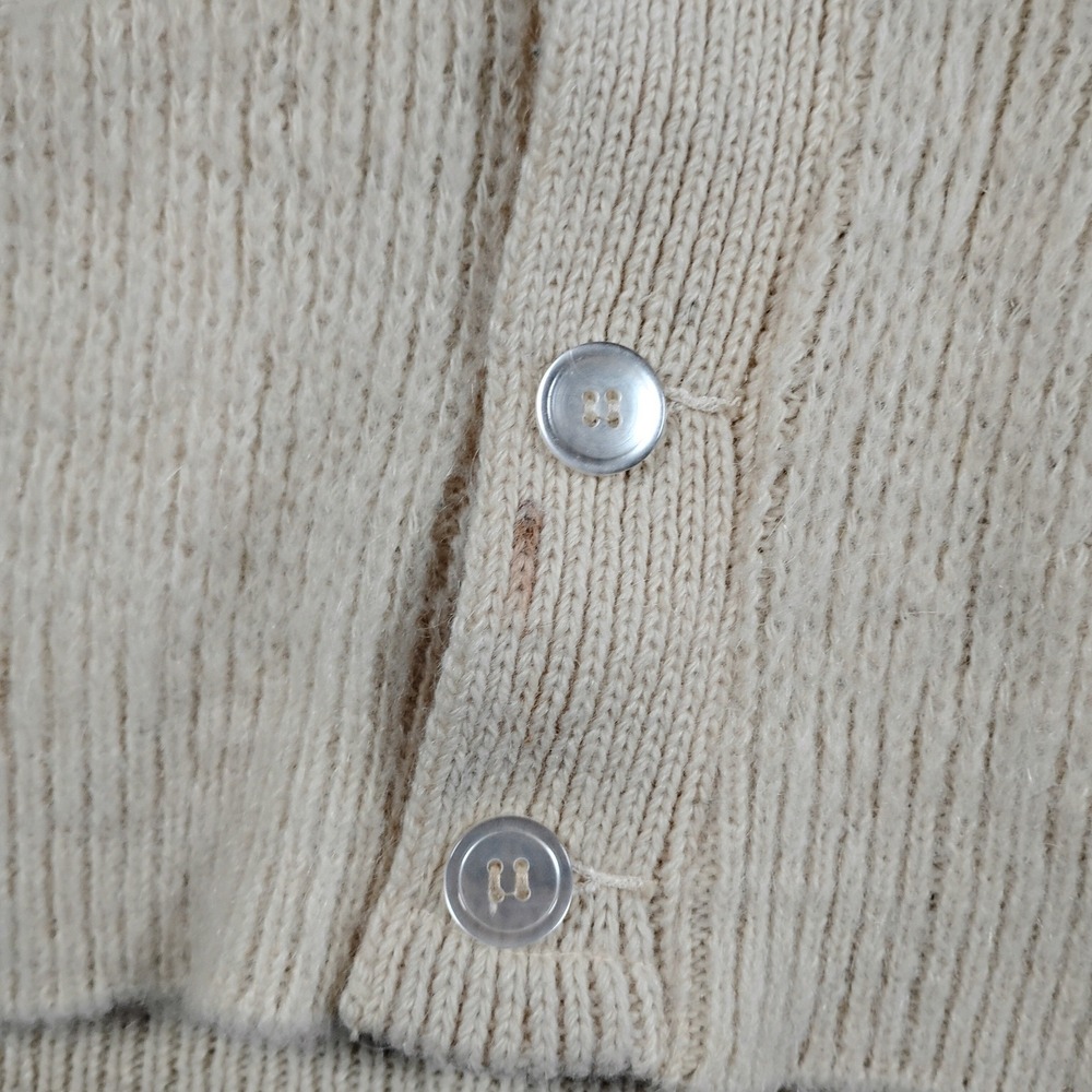 Vintage Western Cardigan Sweater Cream Rust Suede Yoke Elbow Patches L Mohair - Picture 5 of 14